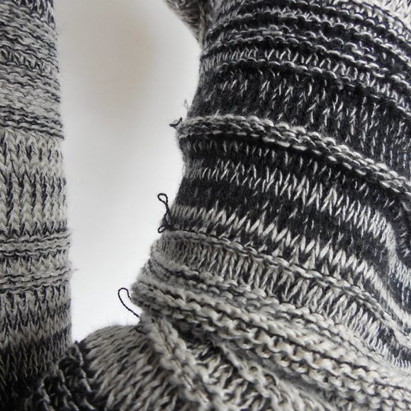 EILEEN FISHER Sweater L Black/Tan Casual Relaxed Cropped Linen Wool Long Sleeves - Picture 10 of 12